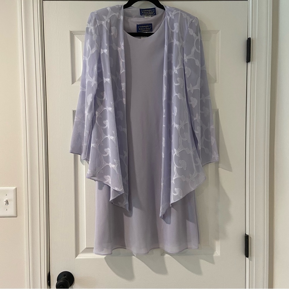 Women's Lavender Dress with Sheer Floral Overlay Jacket/2pcs Size 10P